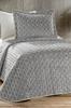 Brillance Quilted Bedspread Set 2 Pcs, Coverlet 180x240, Pillowcase 50x70, Soft Velvet Fabric, Queen Size, Gray