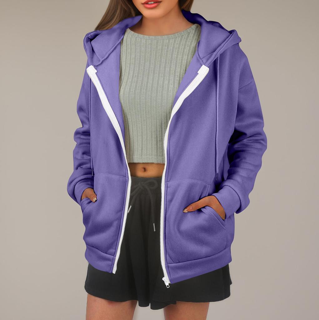 Женская толстовка с капюшоном, однотонная, с длинными рукавами, свободная спортивная куртка с капюшоном