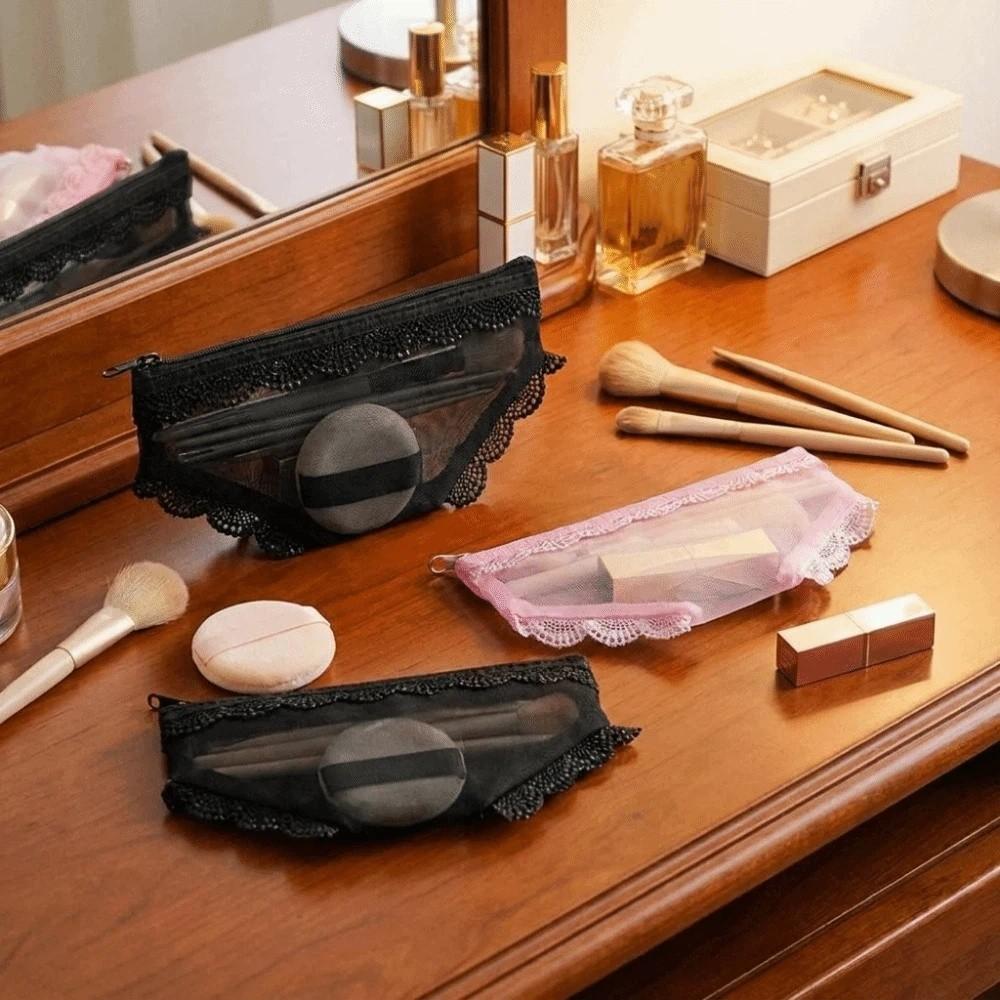Mesh Briefs Shape Cosmetic Bag Korean Style Makeup Storage Pouch Mesh Toiletry Bag Headphones