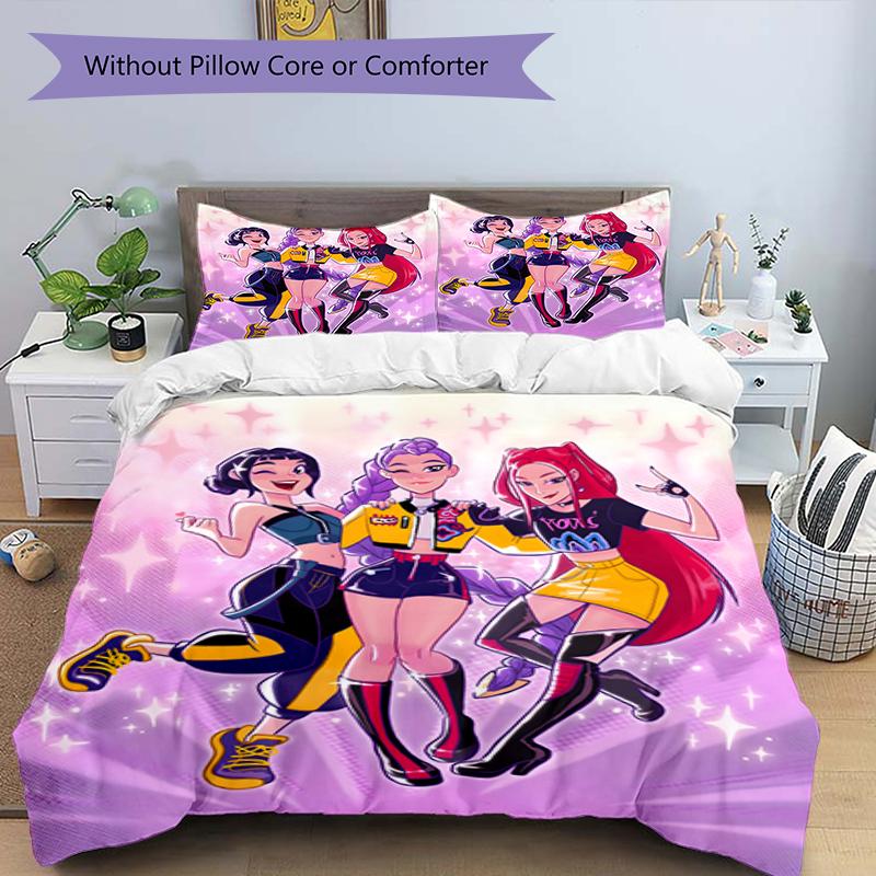 3pcs KPop Demon Hunters17 Design Cover Set - HD Printed Bedding with 1 Cover and 2 Pillowcases - Perfect for Home and Dorm Decor
