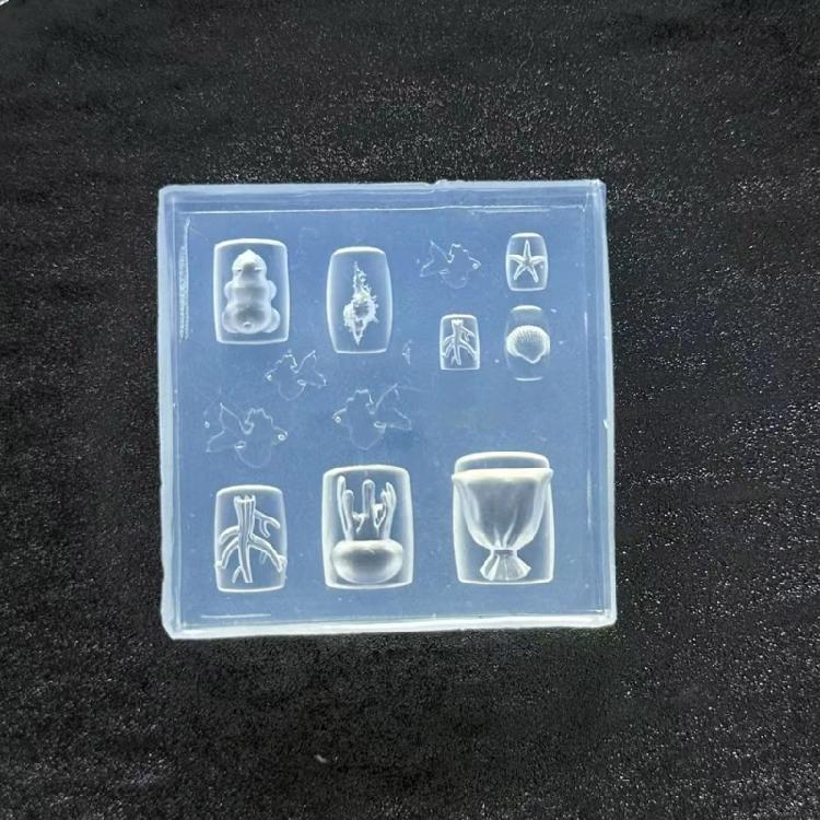 Silicone Nail Art Template With Aquatics Animal Reliefs Including Dolphin Clam and Starfish for Creative Designs