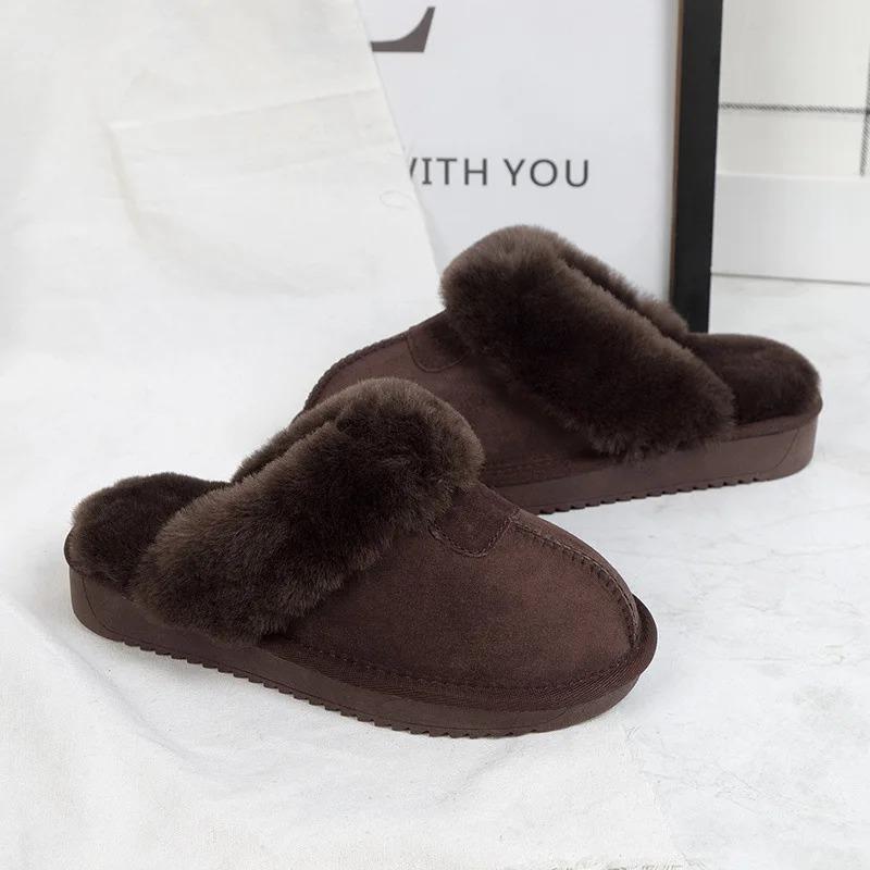 Новые тапочки из натурального овчинного меха, женские зимние тапочки, женские теплые домашние тапочки, мягкие шерстяные женские домашние тапочки