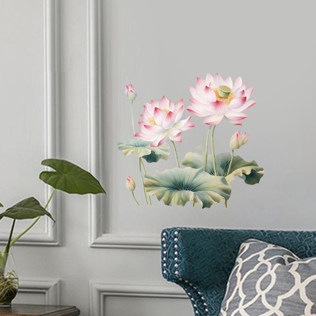 Наклейка на стену Лотос Элегантная художественная наклейка Легко установить Аксессуары Износостойкий Наклейка на стену для гостиной Домашнее украшение для двери
