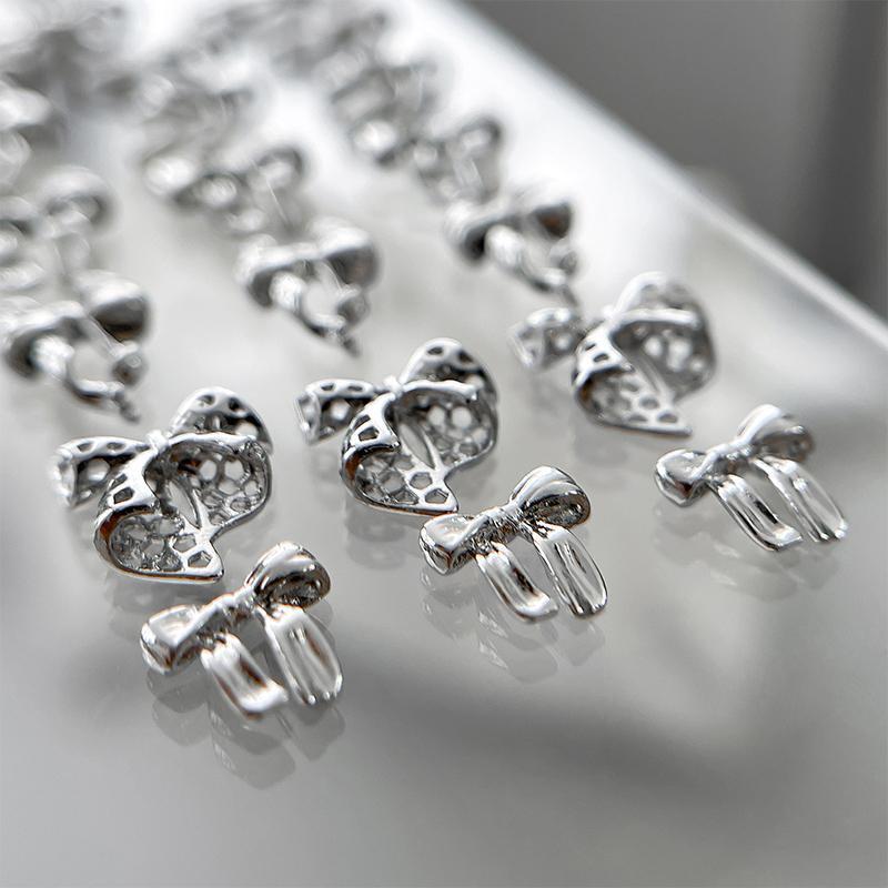 10 шт. глянцевая серебряная лента для дизайна ногтей 3D банты из металлического сплава шелковая лента для украшения ногтей Diy ретро металлические аксессуары для ногтей