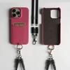 Multifunctional Charging Cable Lanyard Genuine Leather Case For iPhone 16 Pro Max 15Pro 11 13 12 14Pro Crossbody Strap Card Slot
