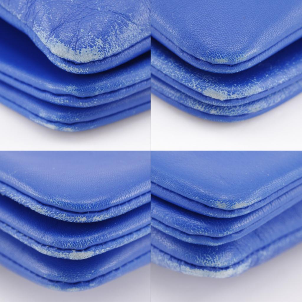 CELINE Trio Small Shoulder Bag Blue lambskin Women Used