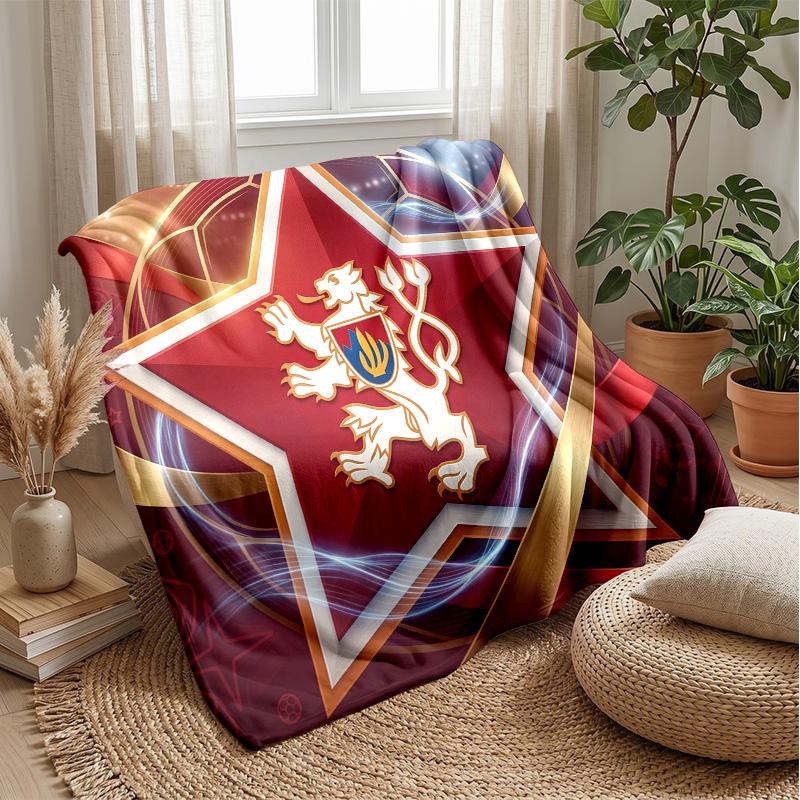 Czech Republi Football Printed Flannel Blanket Skin Friendly Warm Decorative Throw for Indoor Couch Bed Daily Use