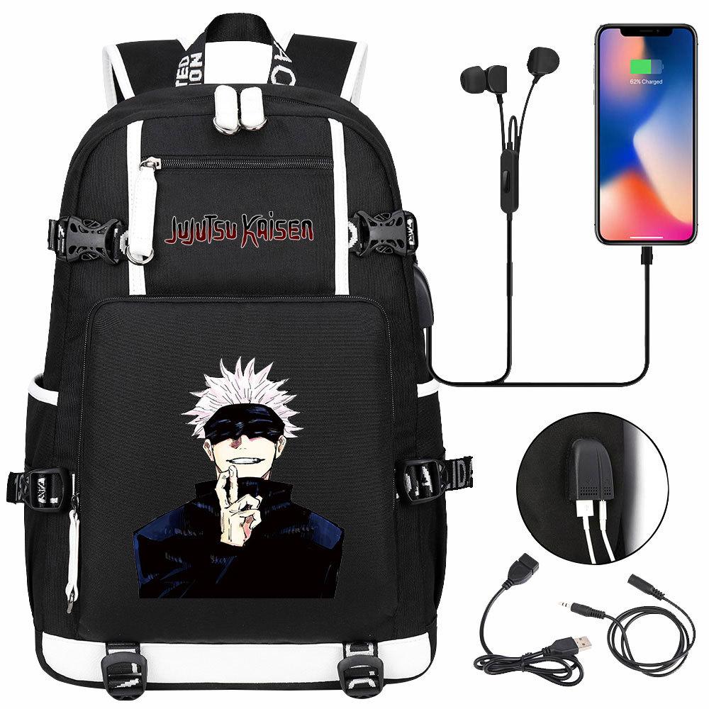 Рюкзак с USB-наушниками с принтом Jujutsu Kaisen