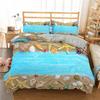 Beach Starfish Duvet Cover Set Queen Blue Cute Ocean Creatures Bedding Set Sea Shells Starfish Print Tropical Comforter Cover