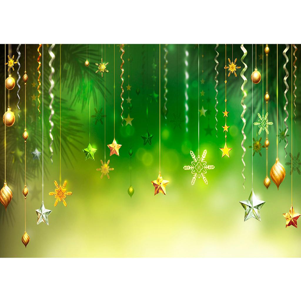 Christmas Ball Star Green Bokeh Photography Backgrounds for Photo Shootings Vinyl Backdrop for Baby Children Family Photo Studio