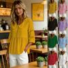 Summer New Fashion Women's Lace Patchwork Doll Collar 3/4 Sleeve Blouse Shirt for Women, European American Style Cross-border Casual Top