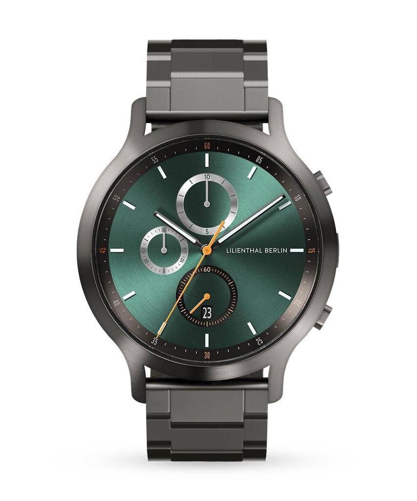 Lilianthal Berlin Chronograph Watch with Date Made in Gray Men's Display, Germany, C01-022-B040FB,