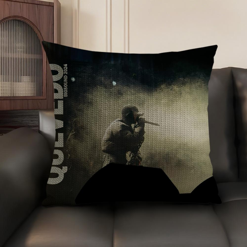 QQuevedo Buenas Noches Cushion Cover Natural Linen Organic Fabric DoubleSided Printing Sofa Home Decor Gift Pillow Case