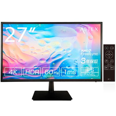 4K-монитор 27-дюймовый игровой монитор с пультом дистанционного управления, оснащенный панелью IPS, совместимый с HDR-типом/27 В IPS/60 Гц/AMD FreeSync/HDMI/DisplayPort/матовый