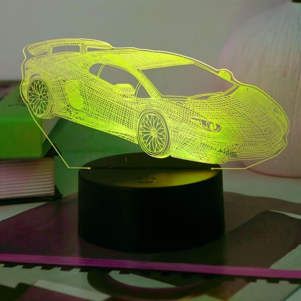 USB акриловый 3D ночник в виде спортивного автомобиля, сенсорный 7-цветный, настольная декорация с тематикой гоночной вечеринки для спальни, атмосфера, подарочный свет.