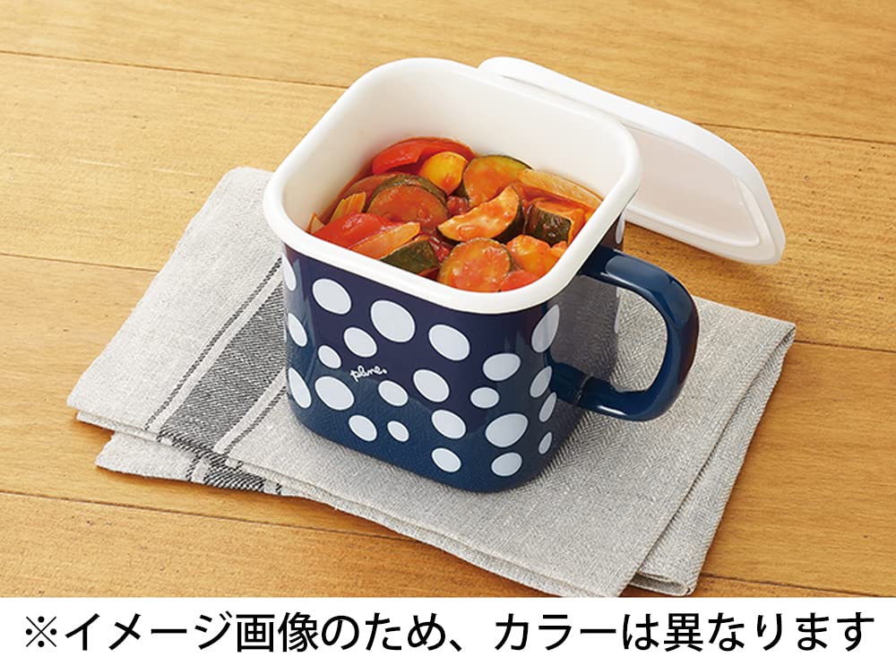 Tamahashi Storage Container Square Pot Enamel 1450ml Made In Japan Prune White OHANA YJ-822