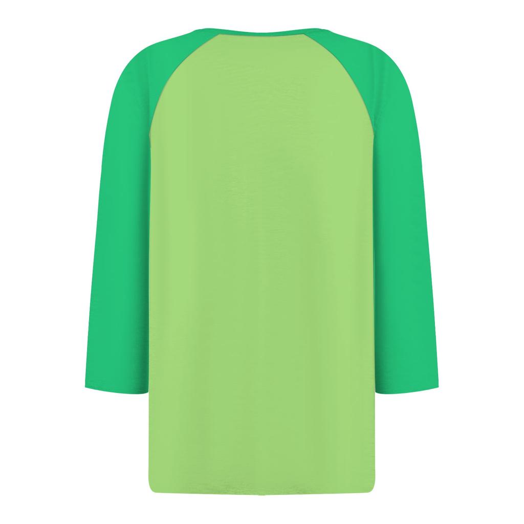 Жен. Футболка Футболка с принтом Пуговицы Рукав 3/4 Рукав реглан Повседневные Выходные Мода Классический V-образный вырез Обычный Топ