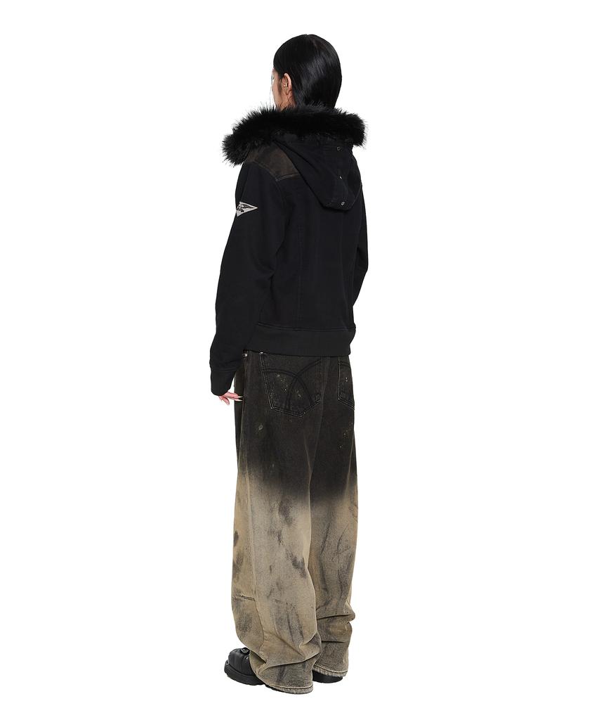 Aakam Fur Camo Contrast Jacket (Black)