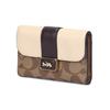 Coach Кошелек Grace 13 с тиснением под кожу классического цвета для людей с пресбиопией, цветовой блок, застежка-кнопка, холст с кожаной отделкой, мини-клатч для женщин, светло-хаки