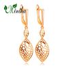 MINTHA Long Drop Earrings for Women Handmade Rose Gold Color Clip Earrings For Brides Bridesmaid