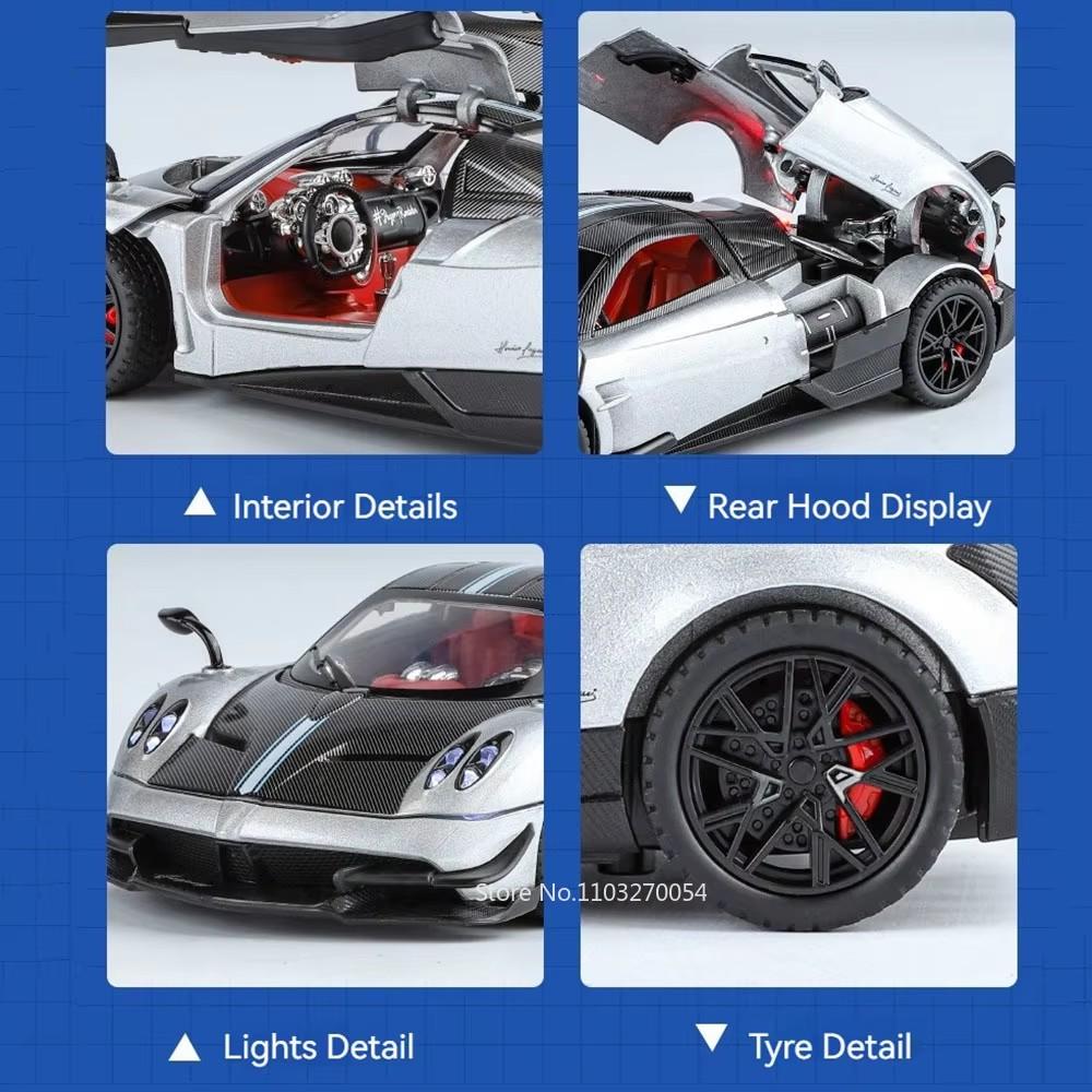1:24 Pagani Huayra Bc Zonta Сплав Миниатюрная Модель Игрушки Литая Машинка Двери Открываются Звук Свет Оттянуть Назад Транспортные Средства Для Взрослого Мальчика Подарок