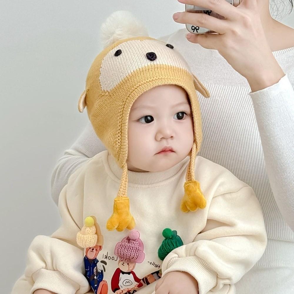 Windproof Ear Protection Hat Warm Plush Infant Knitted Cap New Pullover Cap  Autumn and Winter