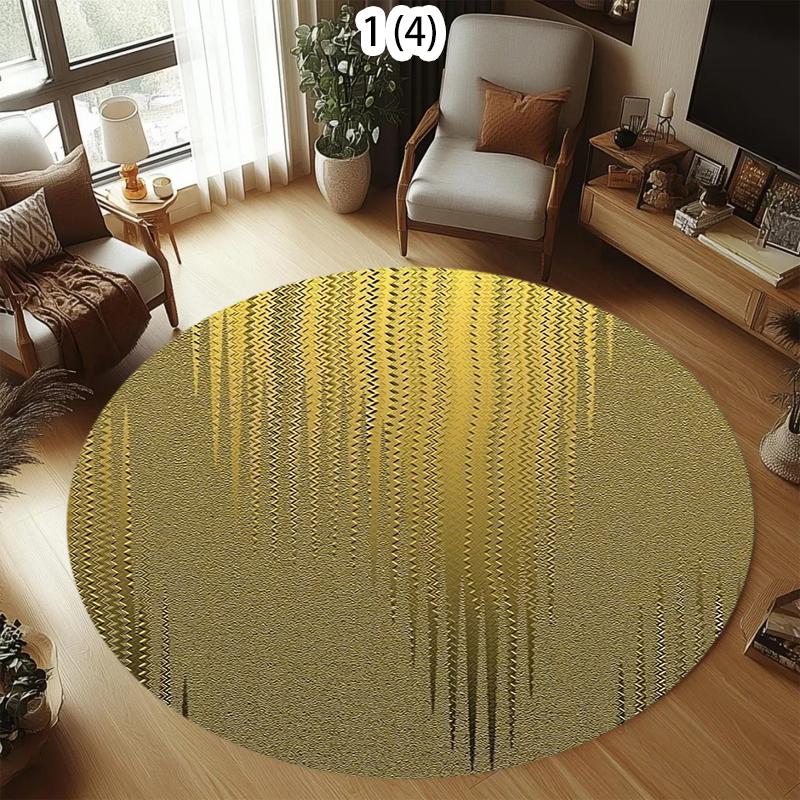 Round Luxury Gradient Stripe Area Rug Non-Slip Washable Circular Floor Carpet for Living Room Bedroom Dining Room Home Decor