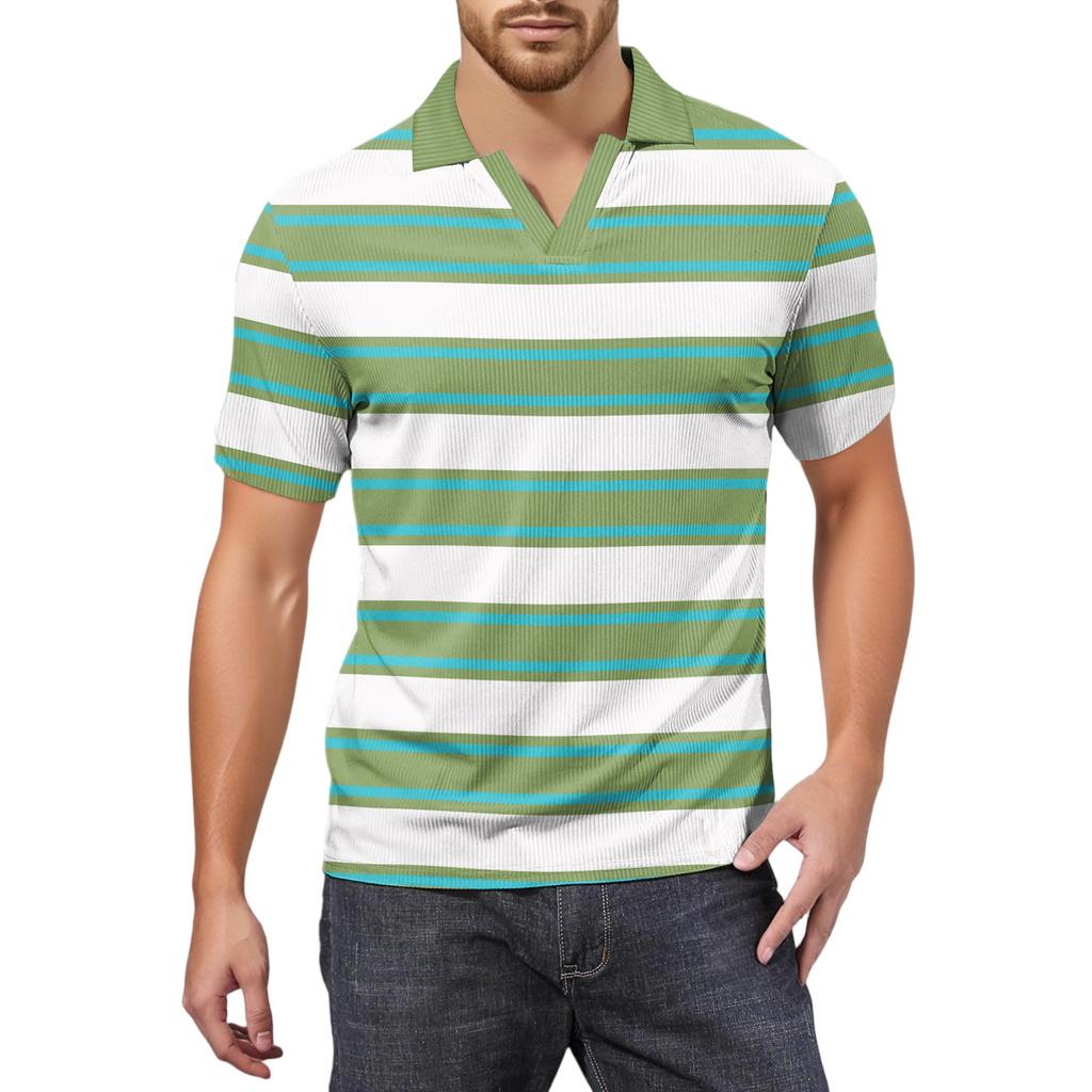 Мужская модная футболка для гольфа с коротким рукавом и V-образным вырезом