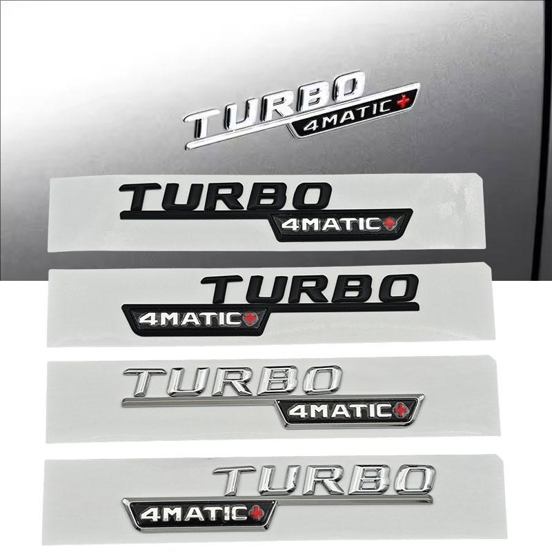 2 Uds 3D ABS Letters TURBO 4MATIC Plus Logo Car Bumper Sticker Side Emblem Badge for C117 W117 GLE53 GLA45 A45 A35 CLA35 CLA45