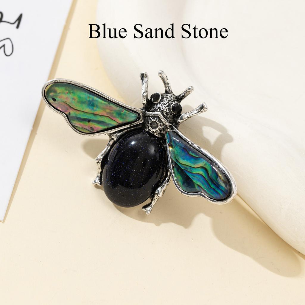 1Pc, Natural Stone Ladybird Shape Brooches, Boho Reiki Healing Crystal Amethyst Malachite Lapis Lazuli Gemstone Brooch Pin for Women Men Jewelry