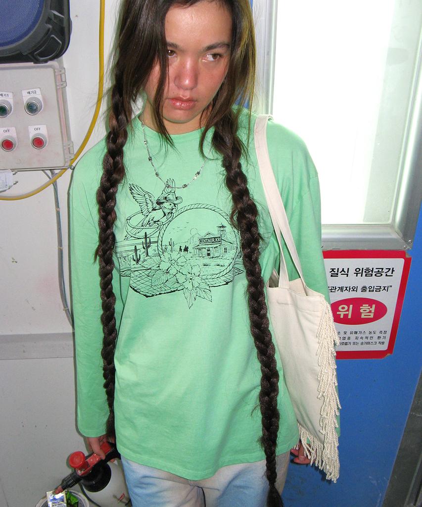 CENTAUR.KR Western Washed Long Sleeve T-Shirt_Mint