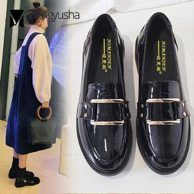 Мода 4-стиль бант/металлические букле мокасины женские балетки британские лакированные кожаные туфли женские эспадрильи на толстом каблуке 2024