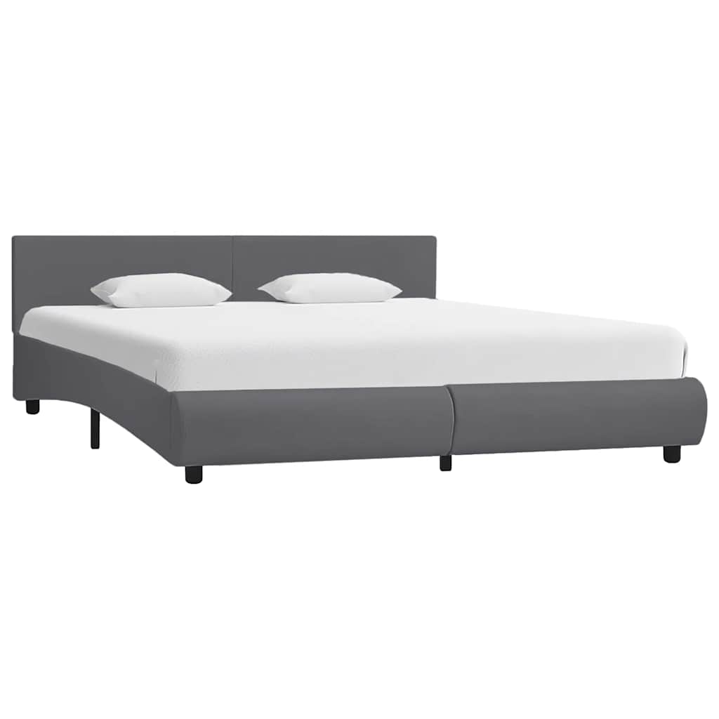 LED Bed Frame in Grey Faux Leather 180x200 cm