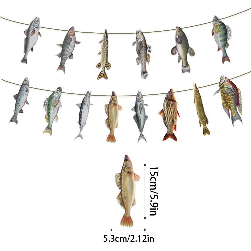 Fisherman Themed Paper Fish Garland Colorful Fish Flag Decorations  Festive Occasions