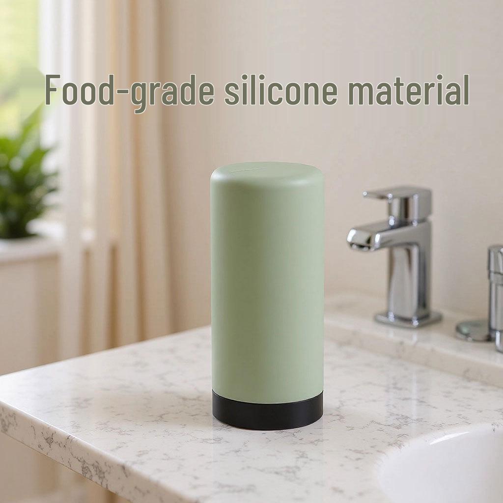 Round Silicone Refillable Bottle for Soap, Detergent, Lotion, Travel, Japanese Design with Cross Opening