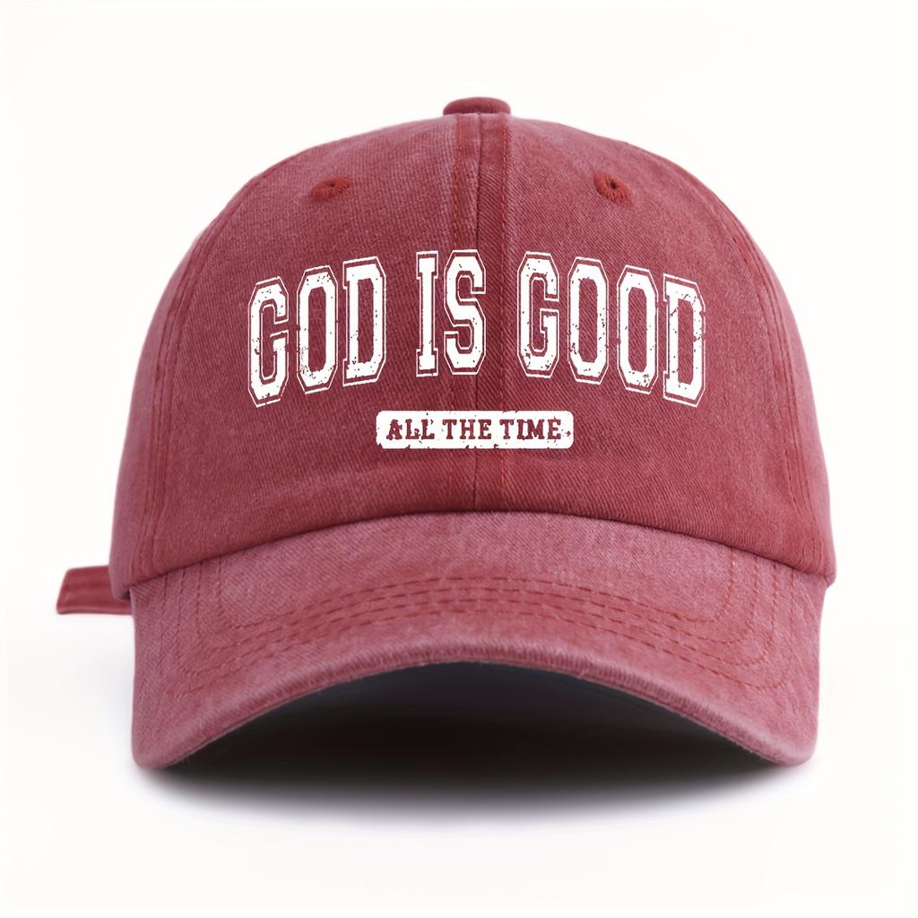 GOD IS GOOD Бейсболка Легкая Регулируемая Унисекс Принт GOD IS GOOD Стиранная Бейсболка Кепка Папы для Активного Отдыха