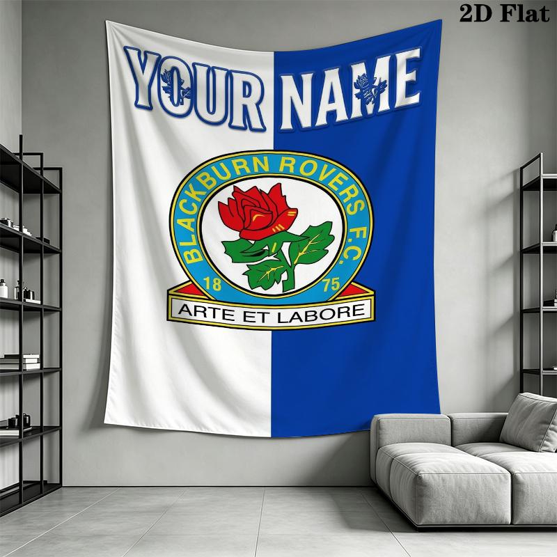 Custom Name Blackburn Rovers Wall Tapestry Aesthetic Wall Hanging Printed Fabric Blanket Decorative Tapestries for Bedroom Living Room Home Decor
