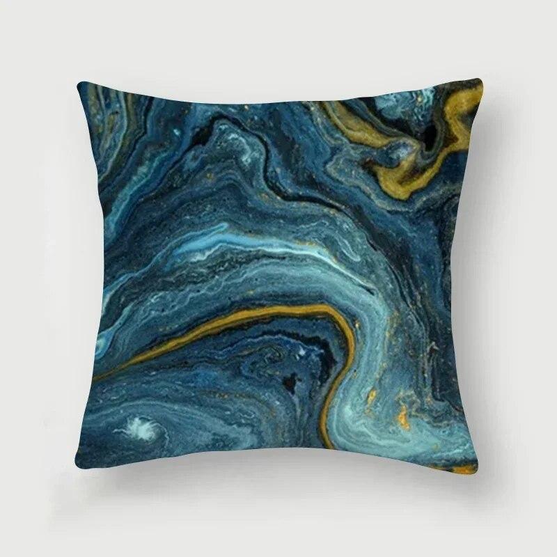 Nordic Blue Marble Polyester Pillowcase Sea Rock Texture Bedside Sofa Chair Throw Pillow Cushion Cover Home Decor