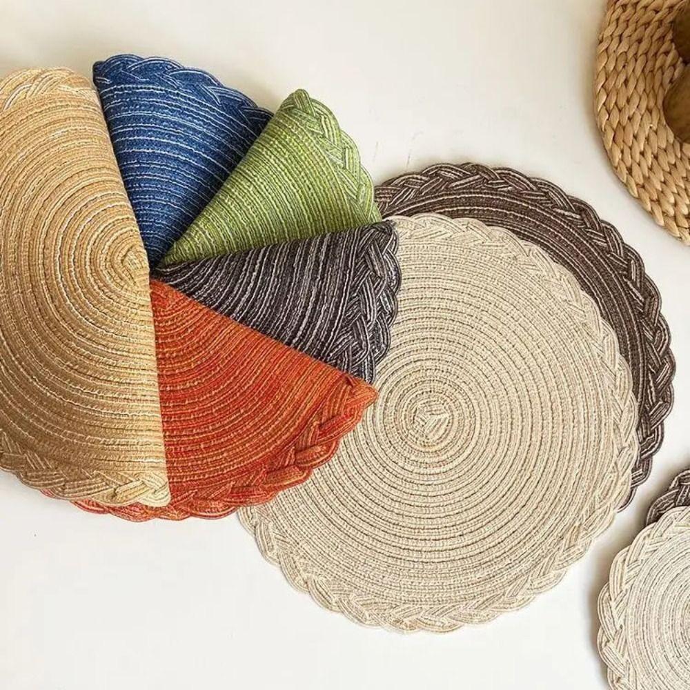 Нескользящие плетеные подставки круглые теплоизоляционные коврики украшение для дома плетеные подставки свадьба