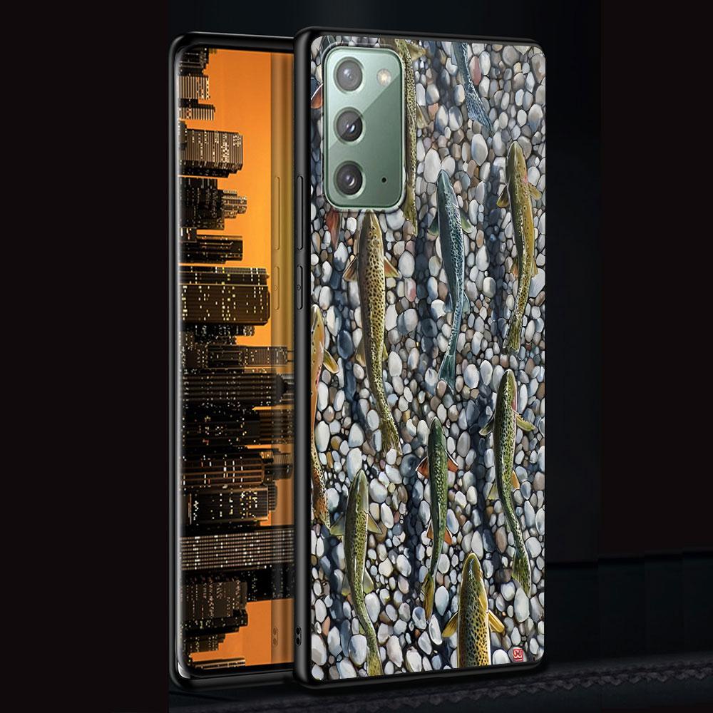 Рыболовный чехол с изображением форели для Samsung Galaxy Note 20 Ultra 10 Plus 9 8, ТПУ чехол для телефона Note 10 Lite, Черный мягкий чехол Funda Capa
