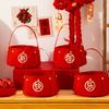 Red Candy Storage Bag Felt Gift Bags Joyful New Year Handheld  Fruit Basket  Party Decor