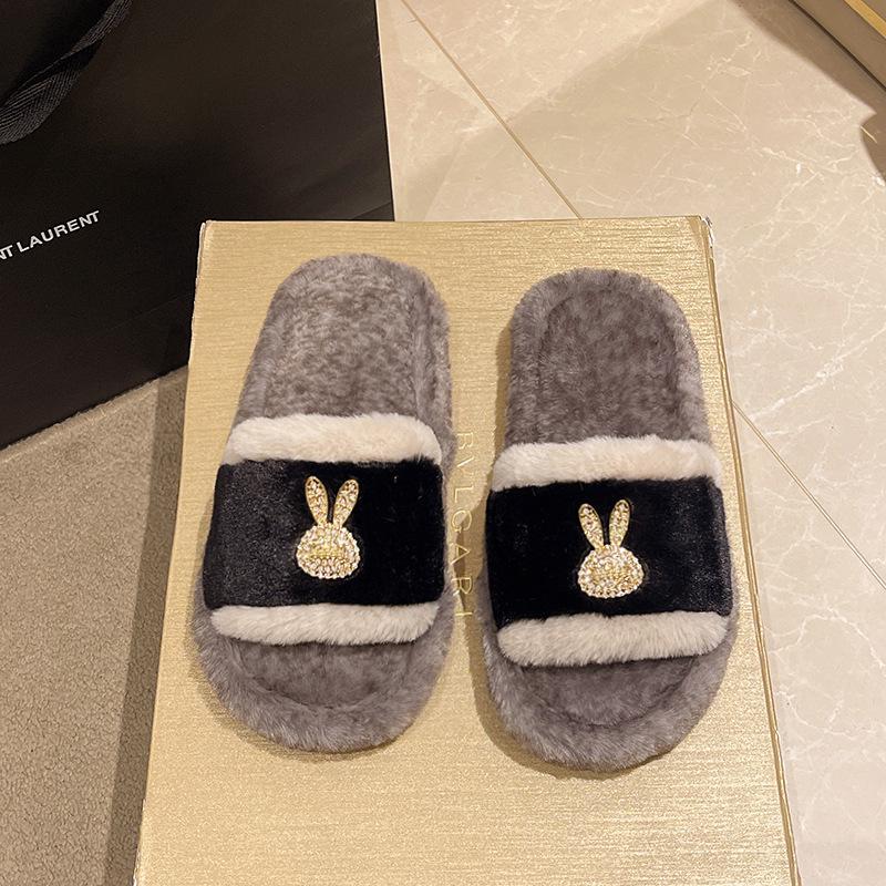 Модные пушистые тапочки женские домашние дизайнерские туфли женские популярные повседневные на платформе комнатные меховые шлепанцы женские балетки с открытым носком элегантные