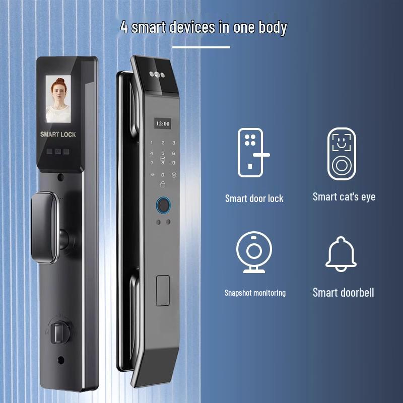 Smart Anti-theft Door Lock: 3D Face Recognition, Fingerprint, Password, Peephole, Remote Control