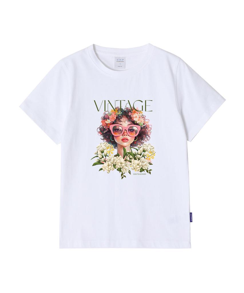ONEHUNDREDPERCENT FOR WOMAN Ohpxgoodd Vintage Women'S Basic Short Sleeve Tee