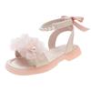 Sweet Girls Princess Sandals Summer Chic Flower Children Causal Open-toe Sandals Fashion Pearl Ankle Strap Kids Flat Sandals New