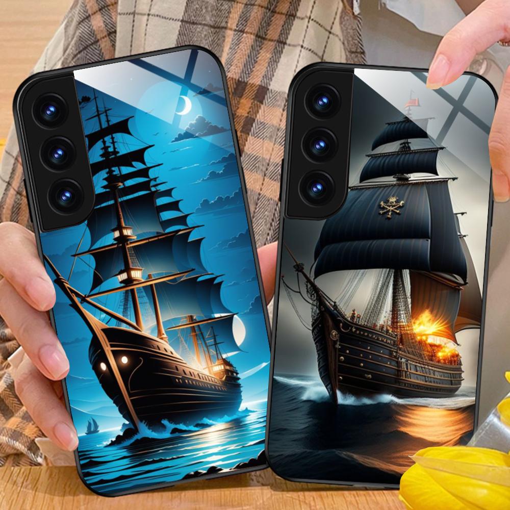 Пиратский Корсар Чехол для Мобильного Телефона для Samsung Galaxy S26 S25 S24 S23 S22 S21 S20 Note20 Plus FE Ultra Стеклянный Цветной Чехол Чехол