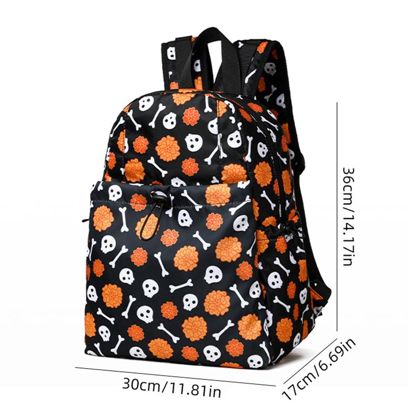Halloween Backpack New Skull Print Women Backpack Fashion Large-capacity Lightweight Travel Commuter Backpack