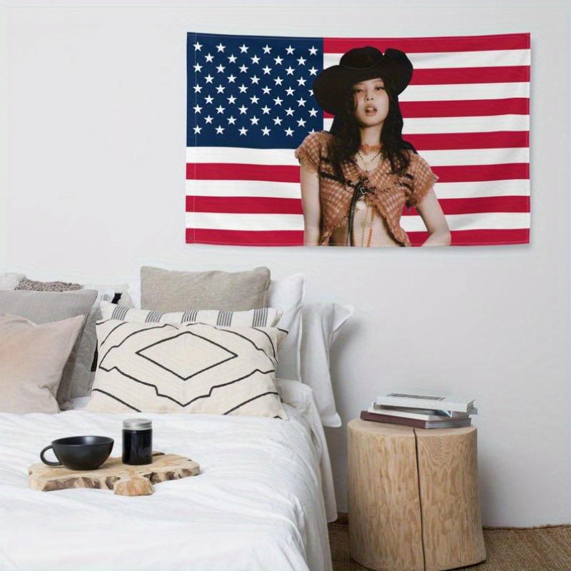 1pc USA Flag Tapestry Kpop Star Fan Gift Dorm Bedroom Wall Decor