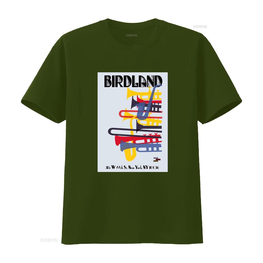 Birdland 1949 Poster Theater Bird Cotton T Shirt Jazz Music Live Coltrane Design New York Inspired Retro Style vintage Washed