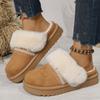 Fashion Winter Women Short Plush Warm Snow Boots Casual Cotton Half Slippers Suede Fur Chelsea Ankle Boots Flats Platform Shoes Botas